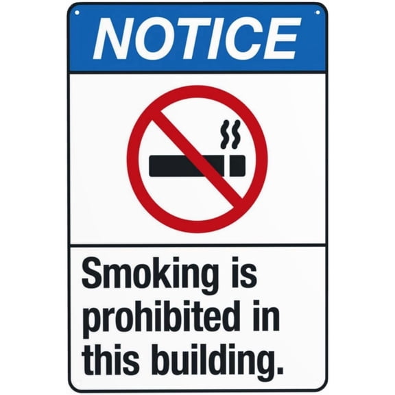 Smoking Prohibited In This Building Sign, Retro Metal Street Plaque For Commercial Buildings, Indoor Smoking Ban Sign, 8x12 Inch