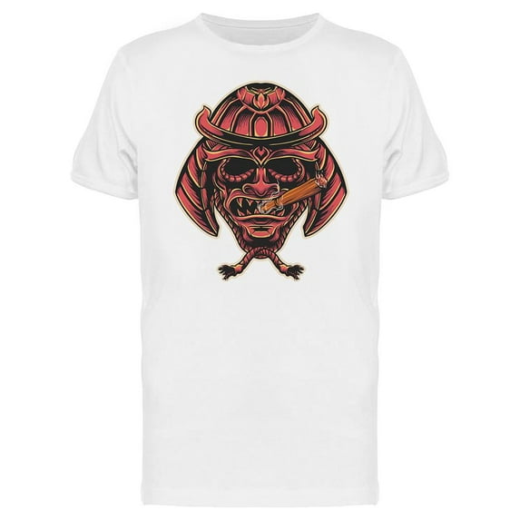 Smoking Samurai Helmet T-Shirt Men -Image by Shutterstock, Male Small