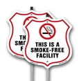thumbnail image 1 of No Smoking Shield Label Set This Is A Smoke Free Facility (2 Pack) 12 inch X 12 inch Shield Shaped Rust-Free Aluminum Metal Signs with Aluminum Mounting Stakes Weather Resistant for, 1 of 8