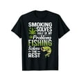 thumbnail image 1 of Smoking Solves Half My Problems Fishing Solves The Rest T-Shirt - Loose Fit Unisex Short Sleeve Tee, 100% Cotton Casual Graphic Shirt with Leaf & Fish Design, Machine Washable, Sizes S-XXXL,, 1 of 10