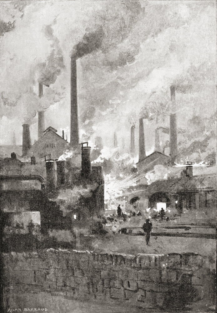 Smoking Steel Mills In Sheffield South Yorkshire England In The Late 19Th Century From Picturesque History Of Yorkshire Published C1900 Canvas Art - Ken Welsh Design Pics (24 x 34)