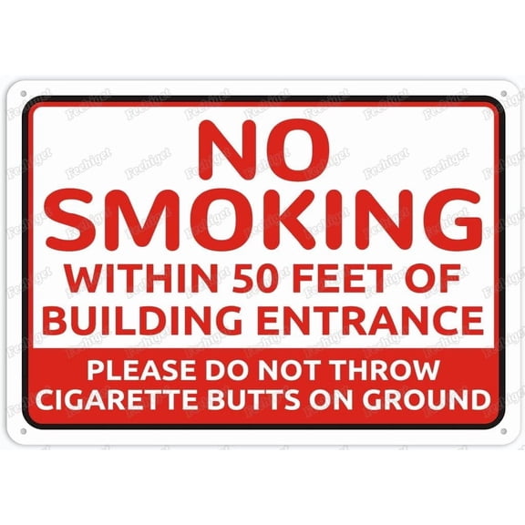 No Smoking Within 50 Feet Of Building Entrance Please Do Not Throw Cigarette Butts On Ground Aluminum Sign Metal Tin Sign Style Funny Pool Signs Wall Decor Art 8 X 12 Inches