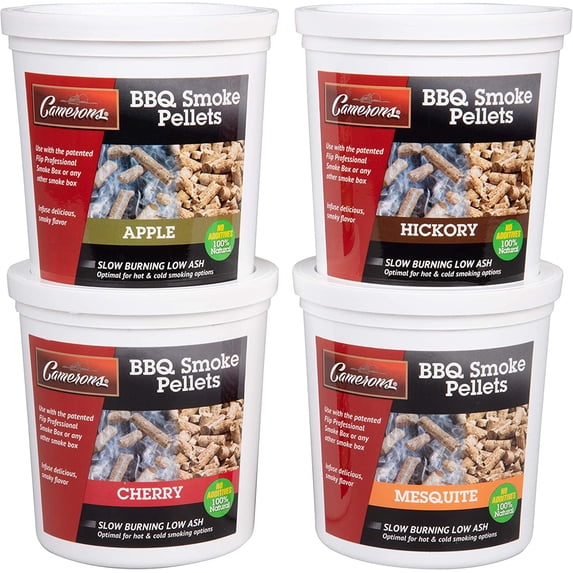 Smoking Wood BBQ Pellets (Apple, Cherry, Hickory, Mesquite)- 4 Pack of Pints Value Gift Set- All Natural Barbecue Smoker and Grilling Fuel - for Pellet Grills, Pellet Smokers