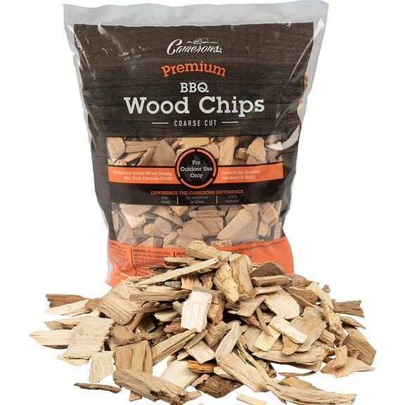 Camerons All Natural Cherry Wood Chips for Smoker -260 Cu. In. Bag, Approx 2 Pounds- Kiln Dried Coarse Cut BBQ Grill Wood Chips for Smoking Meats - Barbecue Smoker Accessories - Grilling Gifts