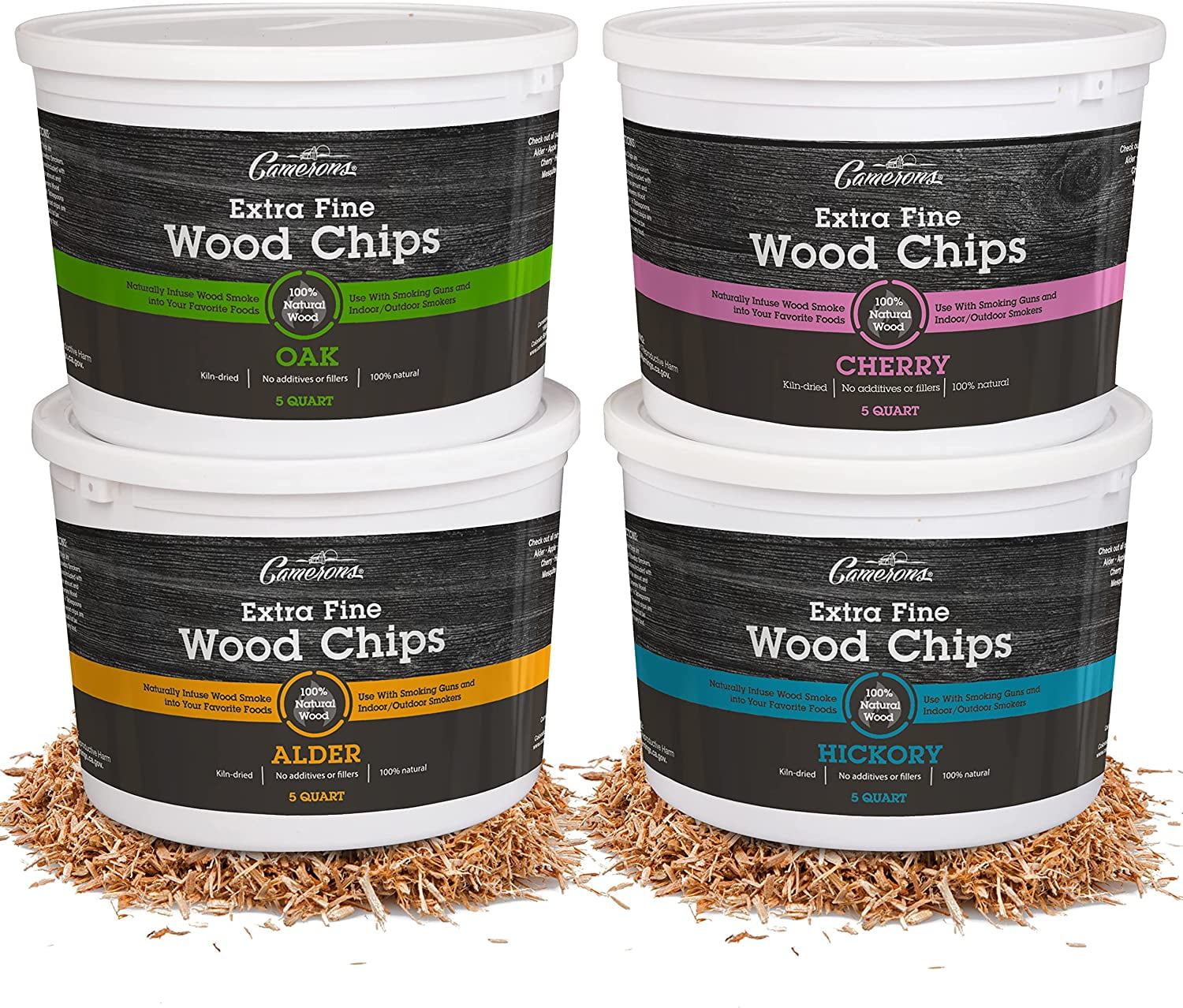 Smoking Wood Chips (Oak, Cherry, Hickory, Alder)- 4 Quarts Each, Value ...