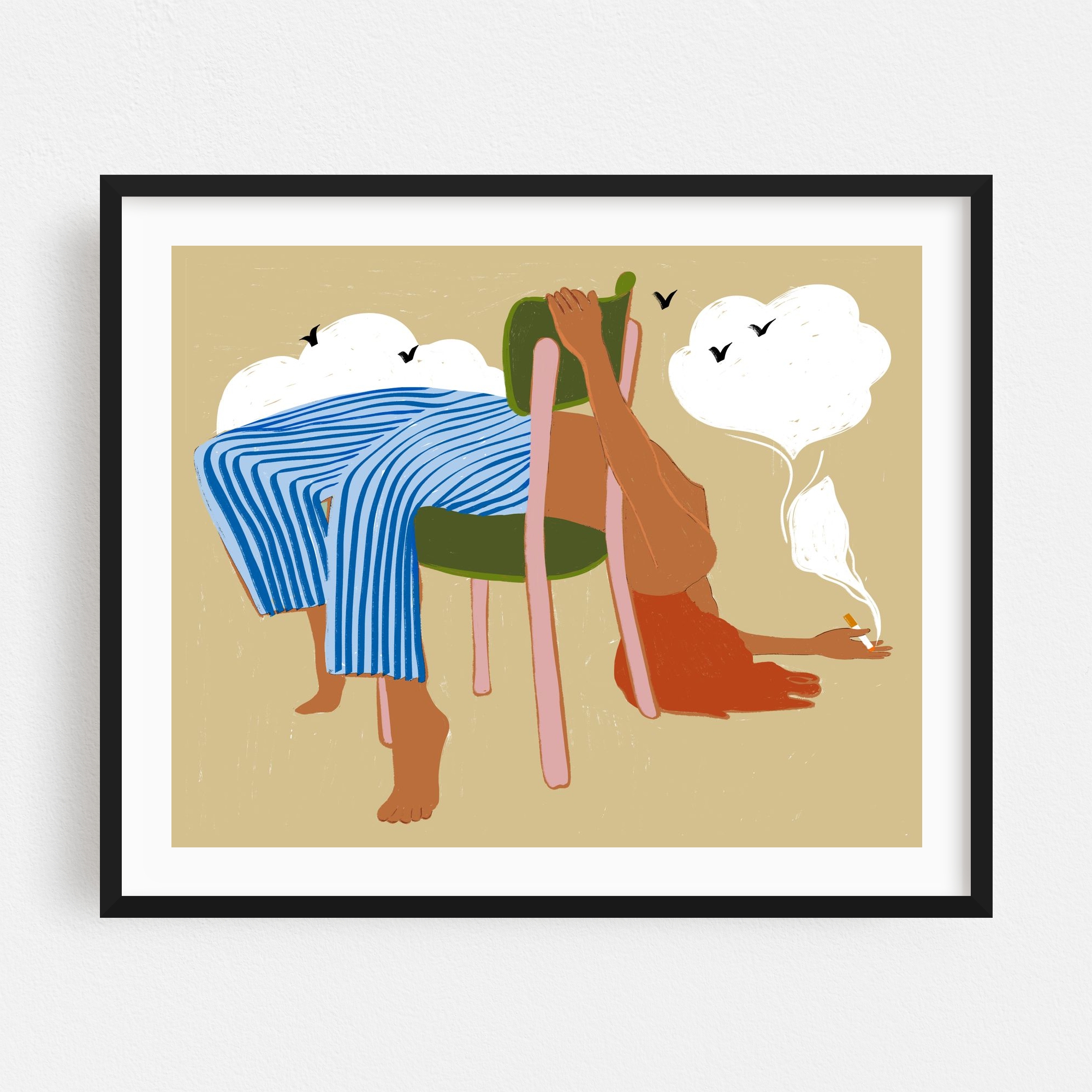 Smoking up & making clouds - India Illustration Modern Art Surrealism ...