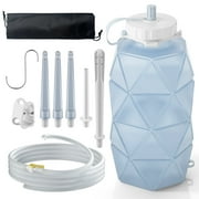 Smokitcen Collapsible Silicone Enema Bag Bottle Kit with 5.3ft Enima Hose, 5 Enema Tips, Controllable Flow Valve, 1.2 L Capacity Silicone Enama kit for Coffee and Water Colon Cleanse