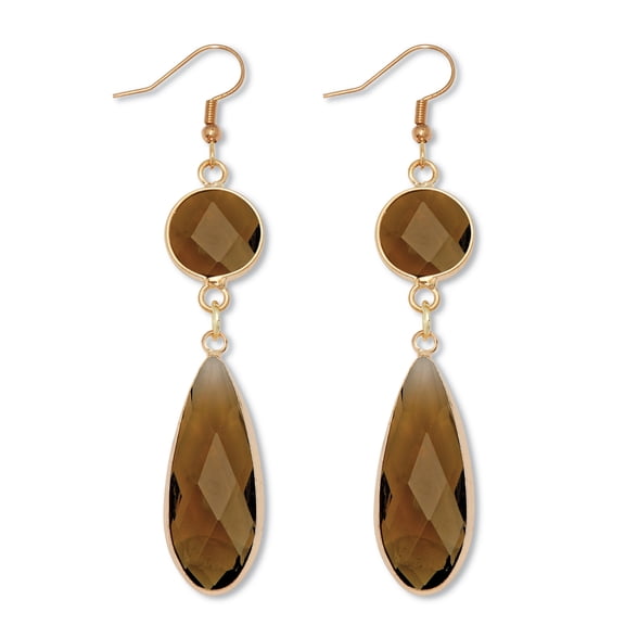 Smoky Crystal Goldtone Drop Earrings