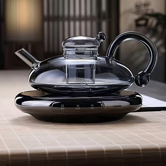 Smoky Gray High Borosilicate Glass Teapot, 1 Piece Tea Separation Brewing Kettle, High Appearance Level Household Tea Pot, Blessing Rat Pattern Teapot, Ideal Gift for Lover