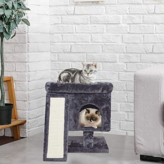 Cat Tree for Indoor Cats, Activity Tower with Scratching Post, Modern House with Padded Perch, Condo with Board, Cat Cave