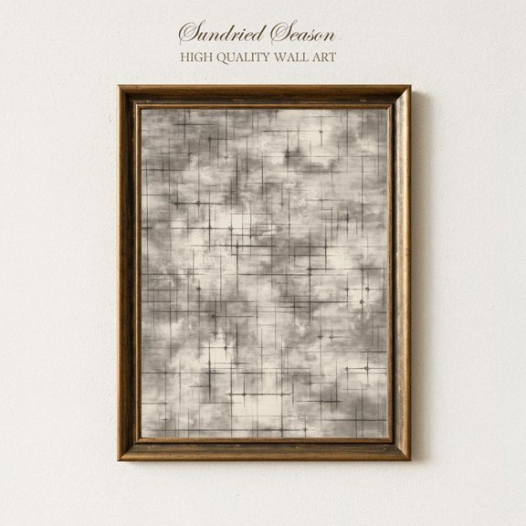 Smoky Gridline Abstract Modern Neutral Wall Poster Geometric Design Loft, Unframed Paper Poster 8x10in