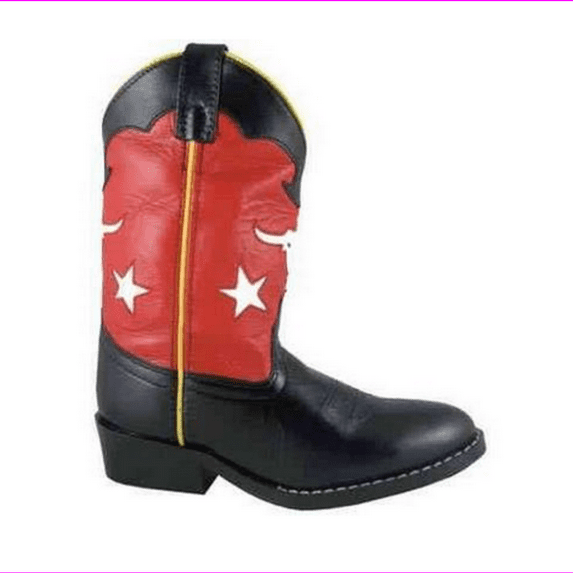 Smoky Mountain Boots 3066 Boy's Bulldog Boot Black/Red Size 2.5