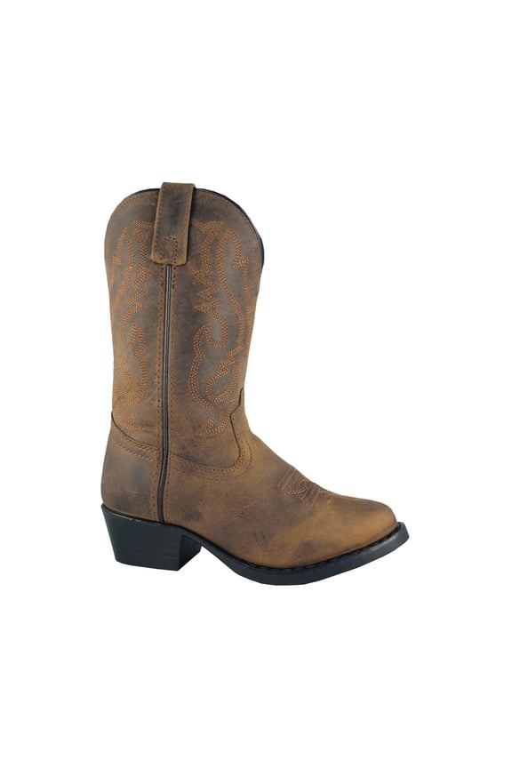 Youth Denver Leather Western Boots, Color: Brown Oil Distress, Size: 4-R