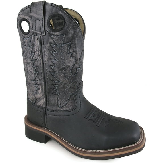 Smoky Mountain Childrens Boys Duke Distressed Black Leather Cowboy Boots 1 R