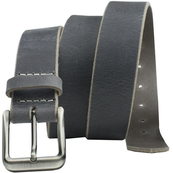 Smoky Mountain Distressed Leather Belt by Nickel Smart® - Nickel Free Buckle with 1.5 Inch Wide Leather Strap. Gray Full Grain Distressed Leather with Hypoallergenic Buckle For Vintage Look, USA Made