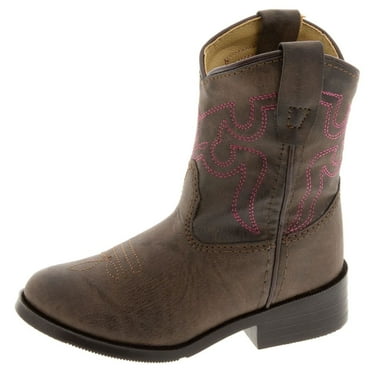 Smoky Mountain Girls Brown with Pink Stitch Monterey Western Cowboy Boots, size 5.5 Toddler
