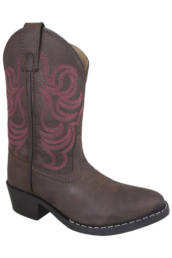 Smoky Mountain Girls Brown with Pink Stitch Monterey Western Cowboy Boots, size 6 Youth
