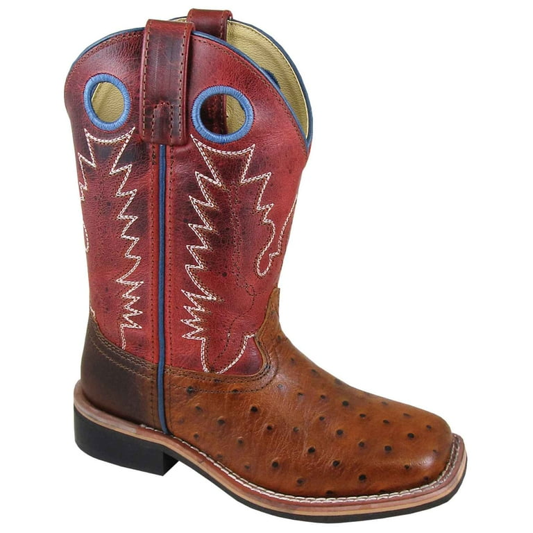 Smoky Mountain Childrens Boys Cheyenne Cognac Red Ostrich Cowboy Boots 12 D