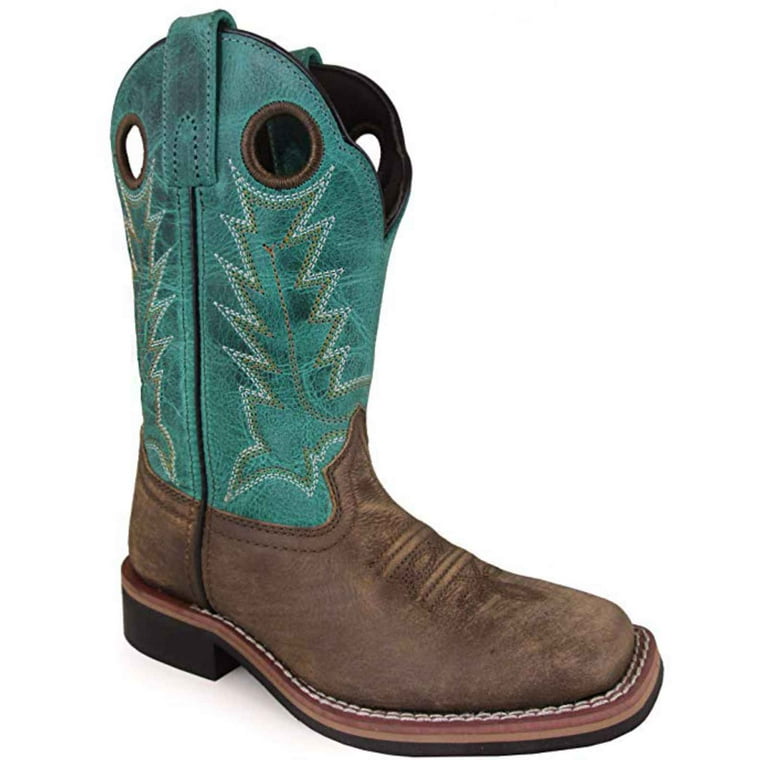 Smoky Mountain Kid s Jesse Brown Distress Turquoise Cowboy Boots 3851 Walmart