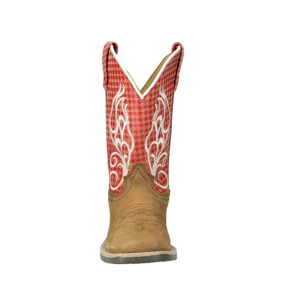 Smoky Mountain Kid's Rodeo Brown Distress/Rust Leather Western Boot with White Embroidery 2R