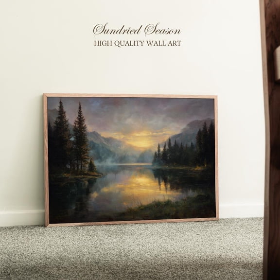 Smoky Mountain Sunrise Landscape Print, Tennessee Lake Wall Art, Rustic Morning Forest Scene, Country Cabin Decor For Living Room Or Office UNFRAMED Poster, Wall Art for Decor, Present, 24x36