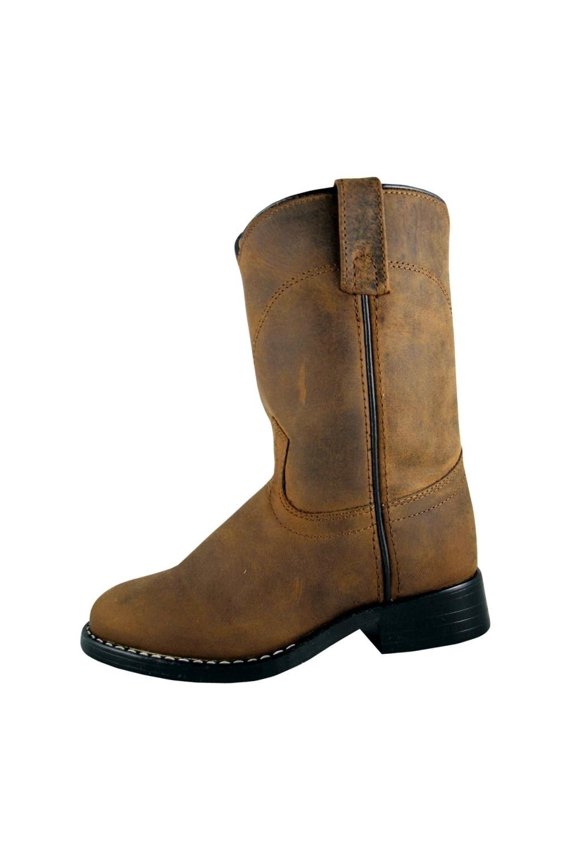 Smoky Mountain Western Boots Boys Roper Leather Roper Toe Brown 3036Y