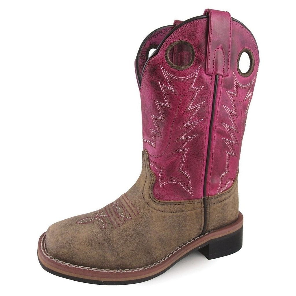 Smoky Mountain Western Boots Girls Tracie Pull On Brown Pink 3920C