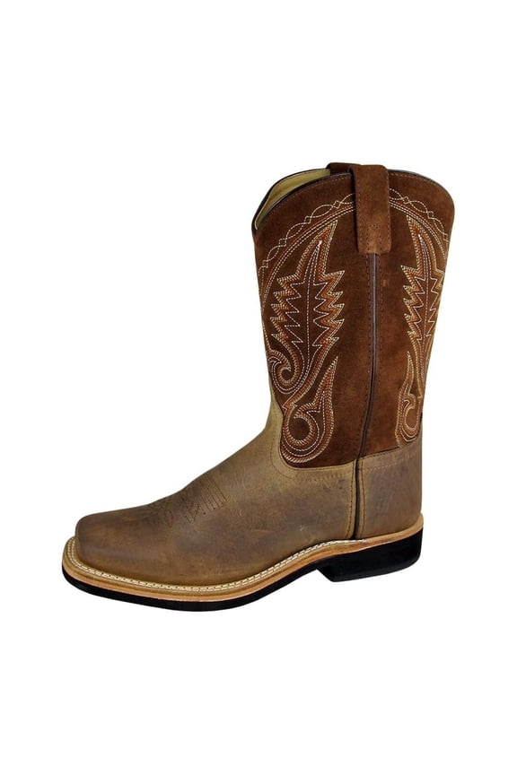 Men'S Brown Distress Leather Square Toe Boot