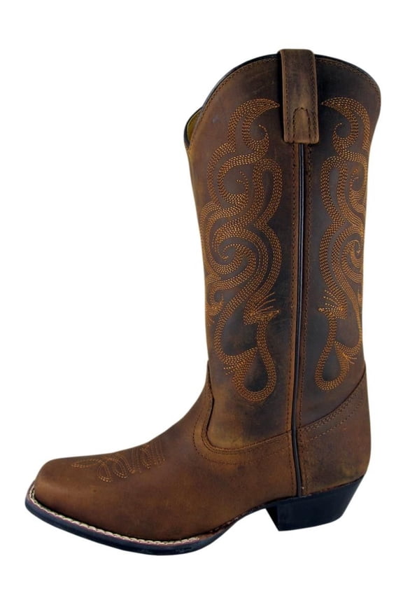 Brown Oil Distress Square Toe Boot