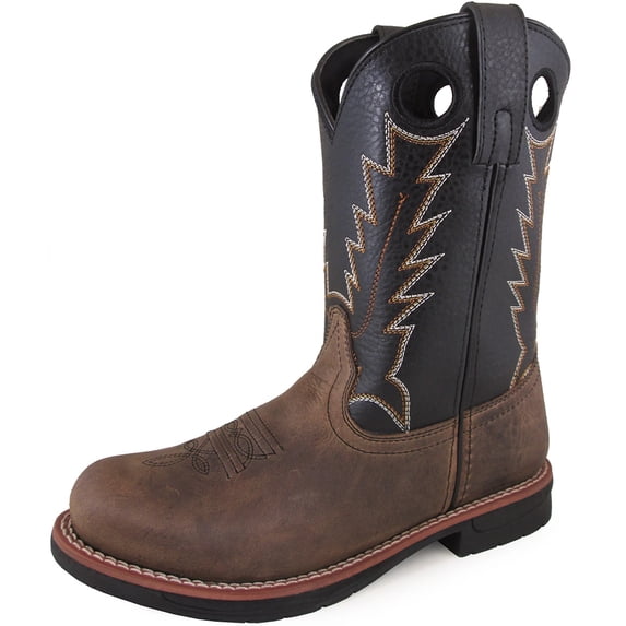 Smoky Mountain Work Boots Boys Buffalo Leather Brown Black 3892C
