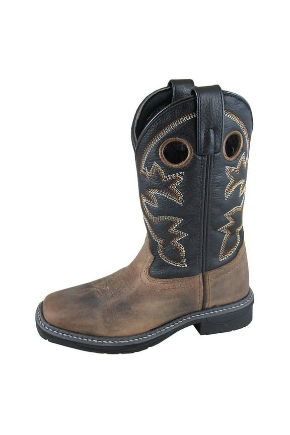 Smoky Mountain Work Boots Boys Stampede Pull On Brown Black 3893C