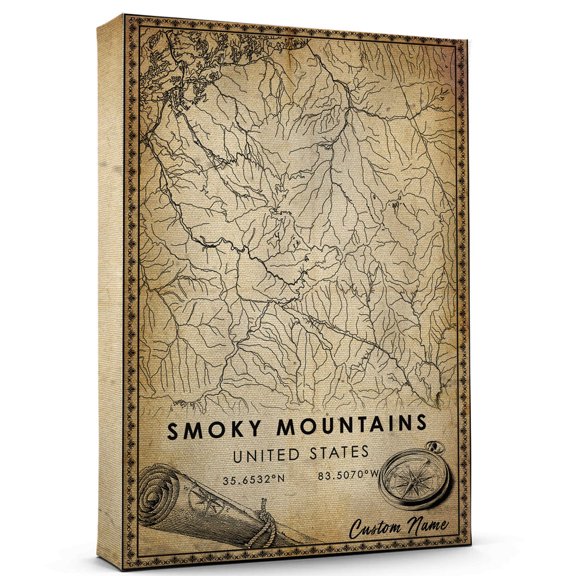 Smoky Mountains Map Poster, United States Map Art Poster, Canvas, Smoky Mountains Map City vintage Poster, Street Map Artwork Poster, Smoky Mountains Map Canvas - 89AZ266