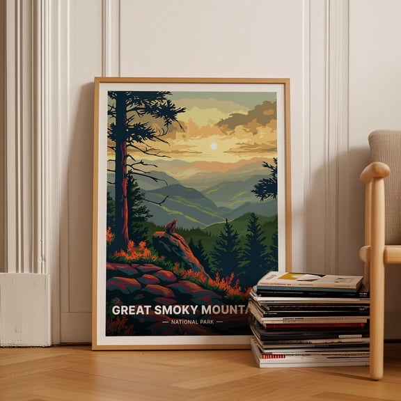 Smoky Mountains National Park Vintage Travel Wall Art 6, Unframed Paper Poster 8x10in