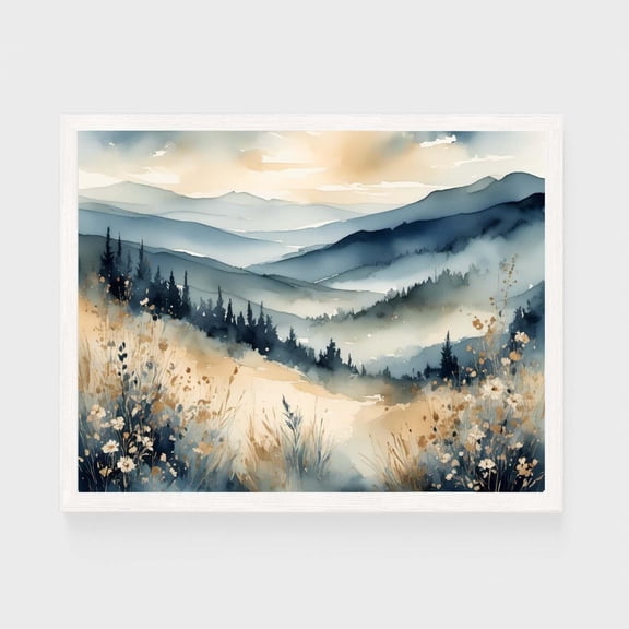Smoky Mountains Neutral Appalachian Highlands Wildflowers Artwork Nature Wall Art North Carolina Tennessee Landscape