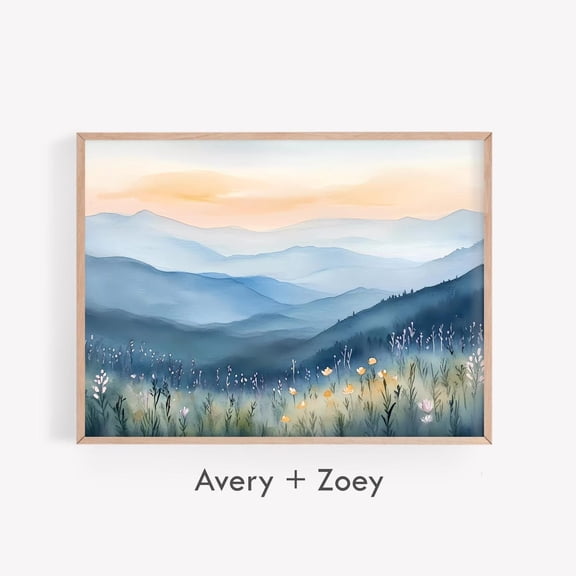 Smoky Mountains Spring Landscape Blue Ridge Art Modern Minimalist Nature North Carolina Print