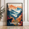 thumbnail image 1 of Smoky Mountains Travel Print, USA National Park Wall Art, Stretched Canvas 12x16in, 1 of 4