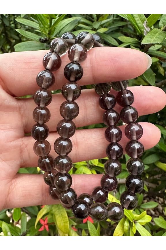 Smoky Obsidian Crystal Bead Bracelet 8mm, Wholesale Genuine Smoky Obsidian Stretch Gemstone Bracelet, Gift for Men & Women (1)