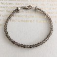 thumbnail image 1 of Smoky Quartz 3mm Round Shape Faceted Cut Beads 7 inch Silver Plated Clasp Bracelet for men, women, unisex. Link Chain Stacking Bracelet.|LINK_06186, 1 of 5