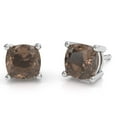 thumbnail image 1 of Smoky Quartz 6mm Cushion Stud Earrings in 14k White Gold, 1 of 4