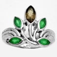 thumbnail image 1 of Smoky Quartz - Brazil & Green Onyx 925 Sterling Silver Ring s.7 Jewelry R-1029 SDR169684, 1 of 5