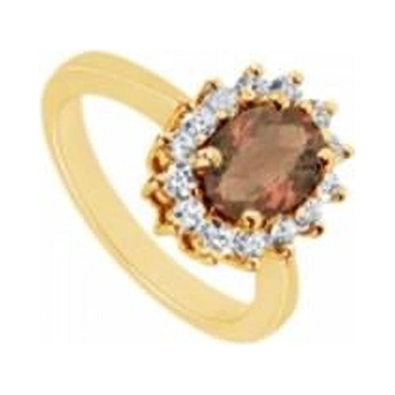 Smoky Quartz & Diamond Ring 14K Yellow Gold, 1.50 CT - Size 4.5