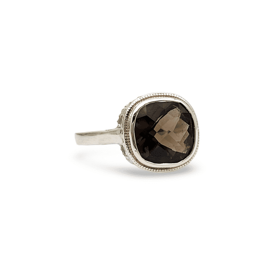 Smoky Quartz Engagement Ring-925 Sterling Silver Ring-November Birthstone Ring-Handmade Smoky Quartz Jewelry Ring-Gift for Love