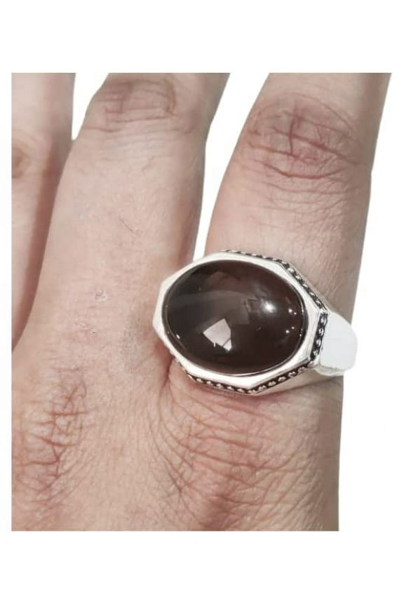 Smoky Quartz Mans Ring, Natural Smoky Quartz ring, Silver Jewelry, 925 Silver Ring, Birthday Gift, Heavy Mens Ring, Arabic Design, Ottoman Style Ring, Christmas, Turkey Mens Signet Ring