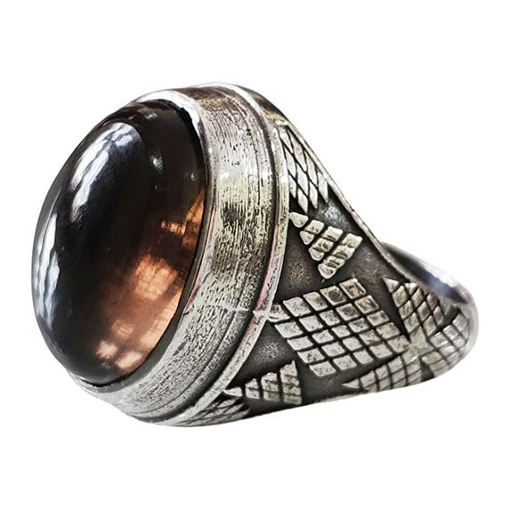 Smoky Quartz Mans Ring, Natural Smoky Quartz ring, Silver Jewelry, 925 Silver Ring, Birthday Gift, Heavy Mens Ring, Arabic Design, Ottoman Style Ring, Christmas, Turkey Mens Signet Ring
