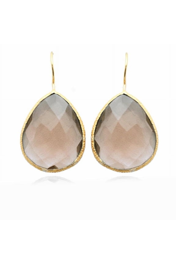 Smoky Quartz Raindrop - 14k Gold Vermeil Earrings