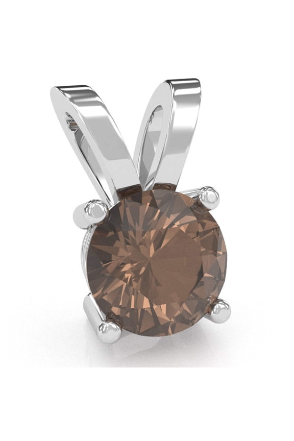 Smoky Quartz Solitaire Pendant In 14k White Gold