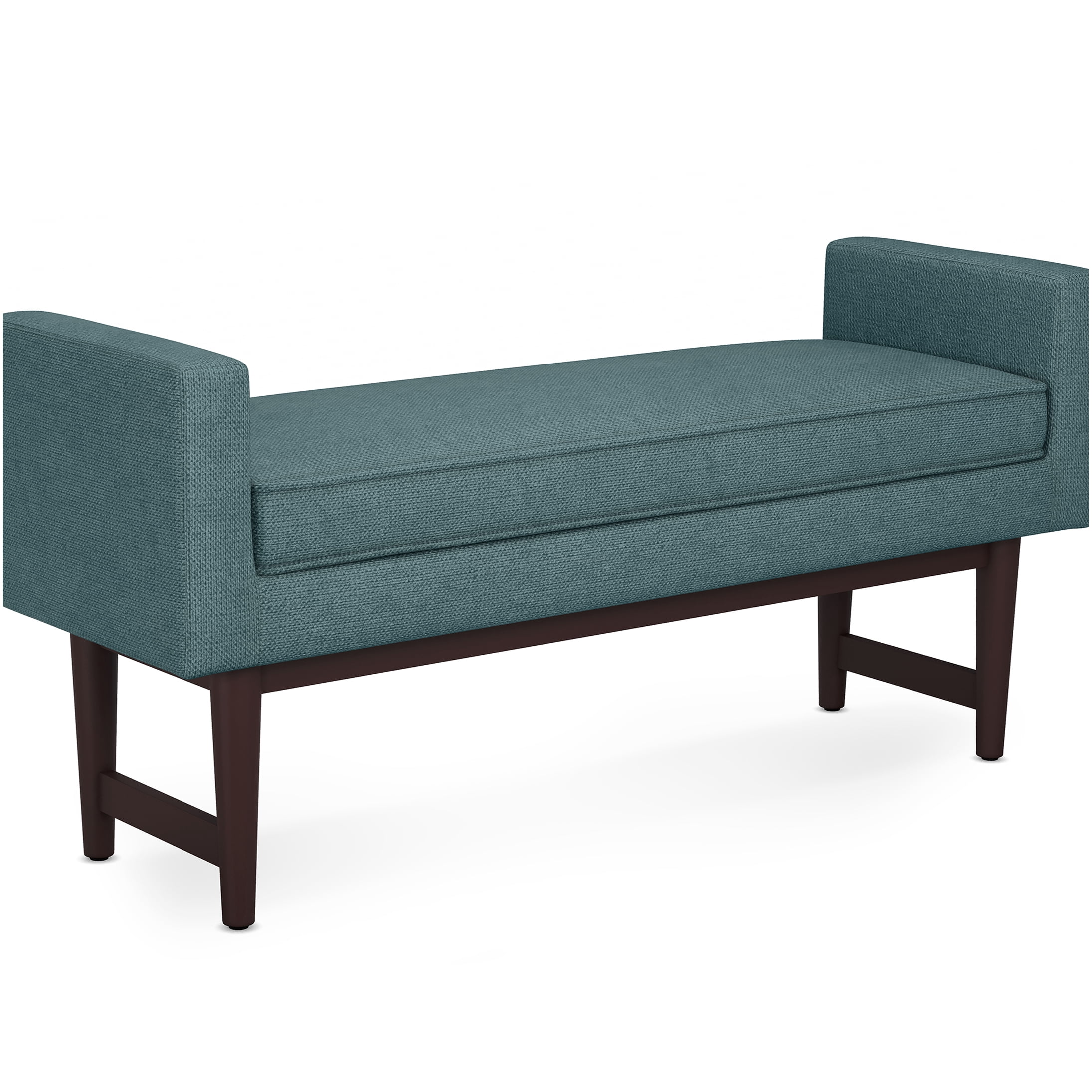 Smoky Teal Upholstered Ottoman Bench with Storage, Modern Fabric Footrest Stool for Living Room