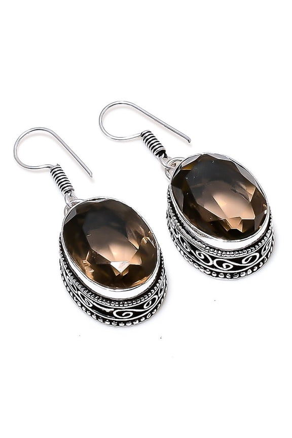 Smoky Topaz Earrings Handmade 925 Sterling Silver | Earthy Brown Gemstone Jewelry | Boho Gift for Women