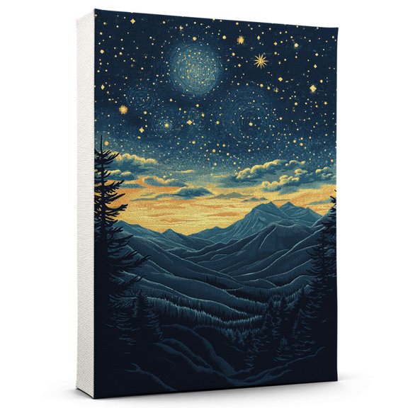 Smoky Travel Canvas Prints, Mountains Starry Night Travel decor, Smoky Map Poster, Mountains Travel Decor Artwork - 98AZ1268