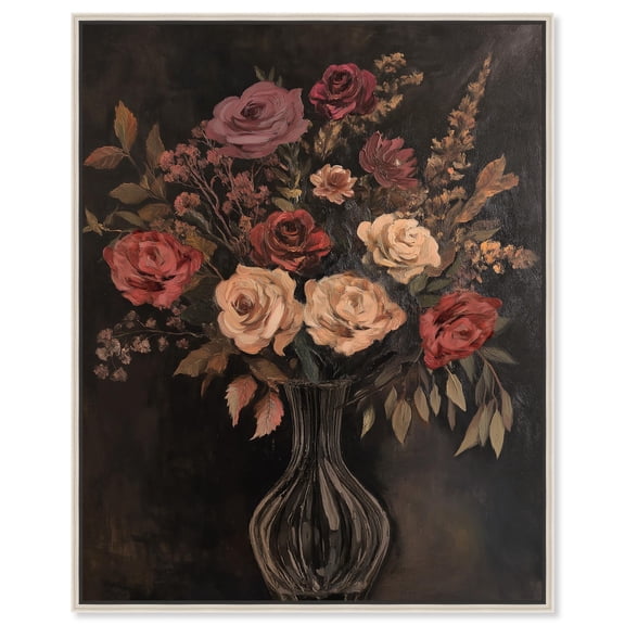 Smoldering Bouquet Canvas Gothic Art Prints by Art Remedy, Silver Frame, 20 x 24